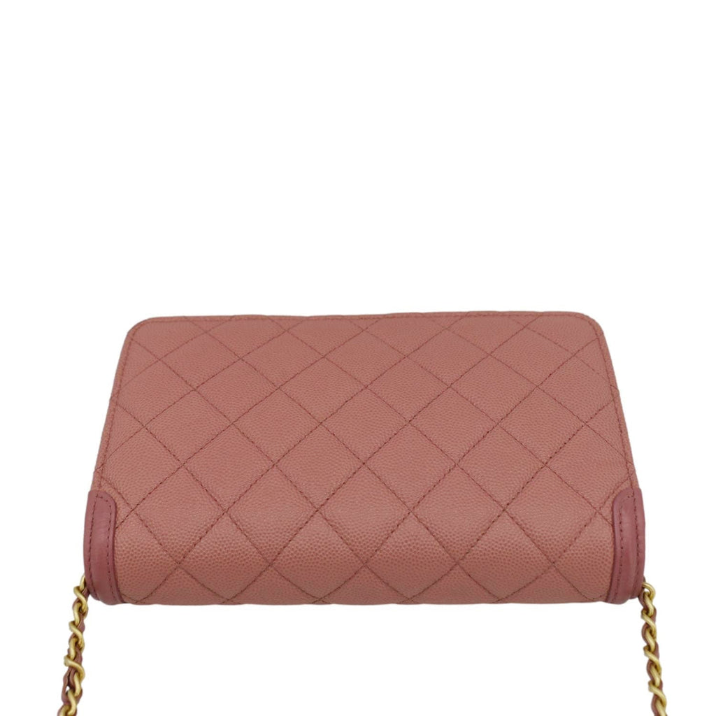 Chanel CC Filigree Flap Small Quilted Caviar Leather Shoulder Bag Light Pink