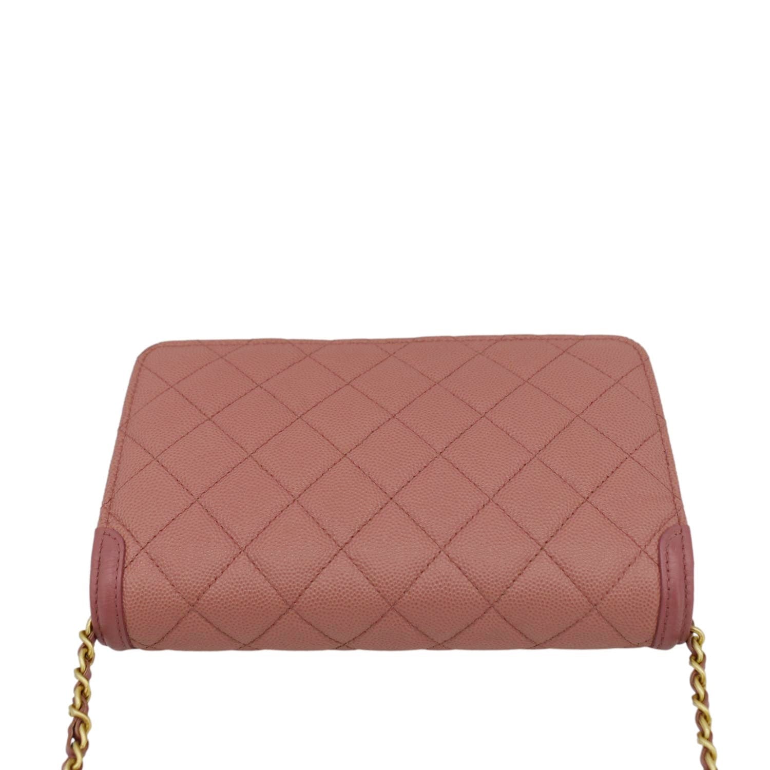 Chanel CC Filigree Flap Small Quilted Caviar Leather Shoulder Bag Light Pink