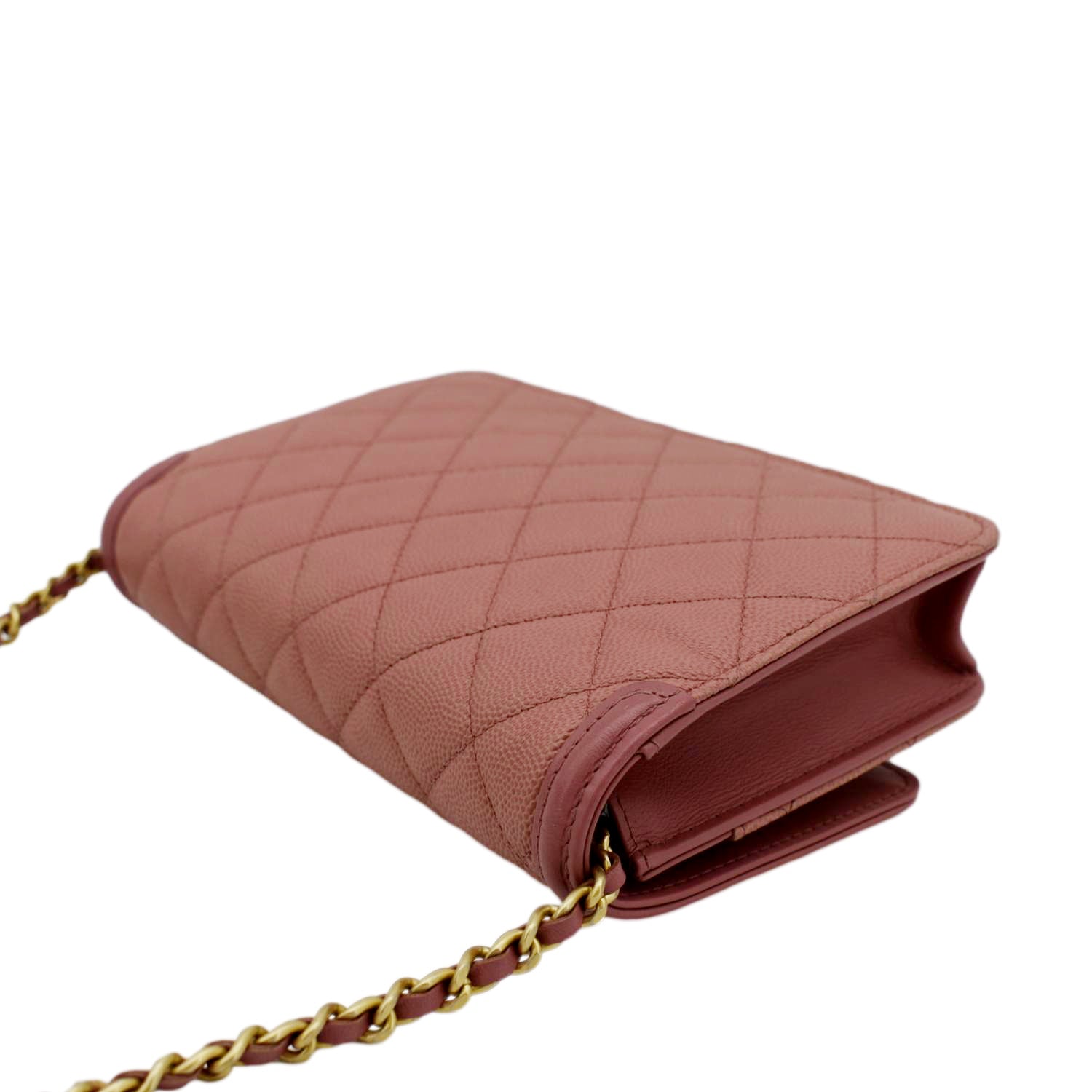 Chanel CC Filigree Flap Small Quilted Caviar Leather Shoulder Bag Light Pink