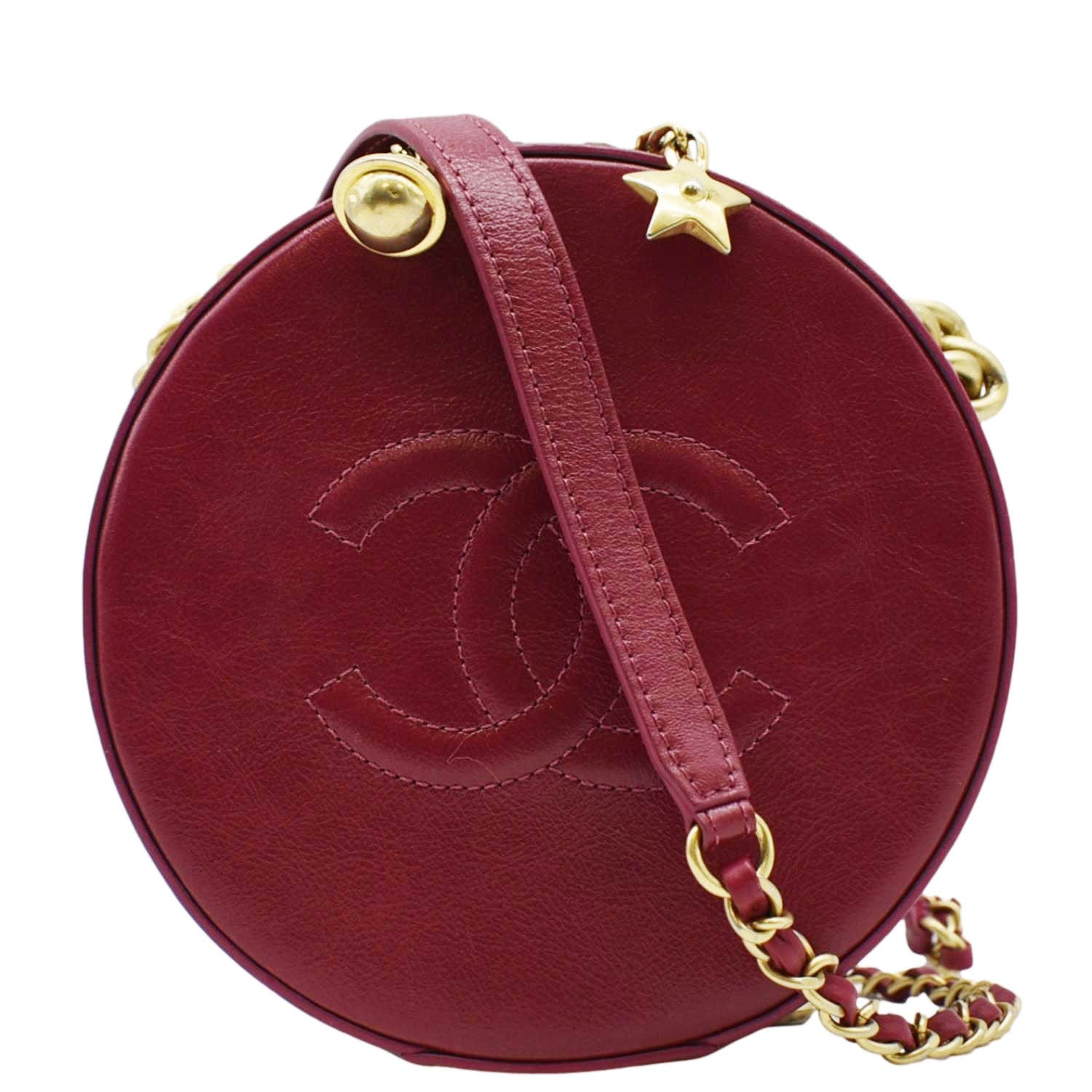 Chanel Round As Earth Leather Crossbody Bag Fuchsia