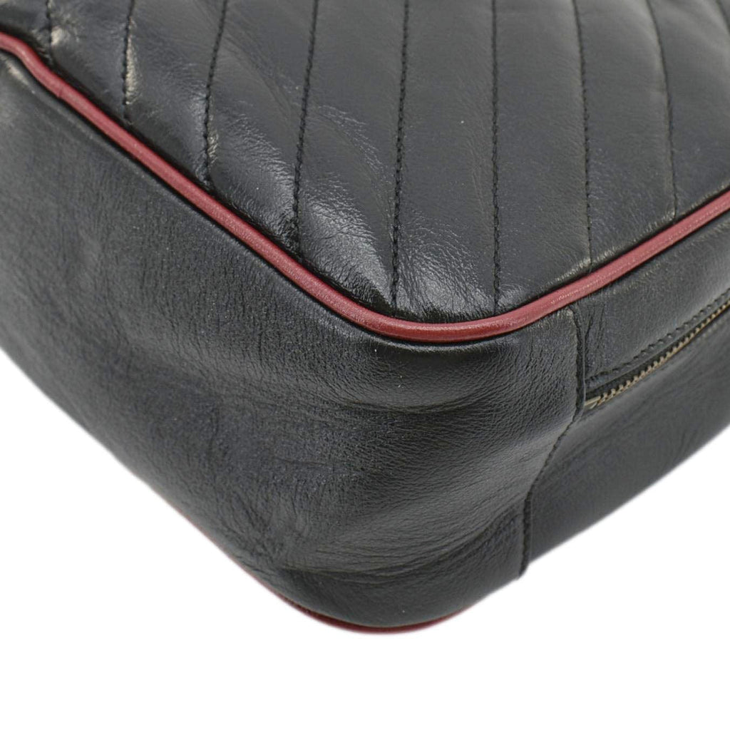 GUCCI Gucci Marmont Diagonal Leather Bamboo Top Handle Crossbody Bag Black 602270