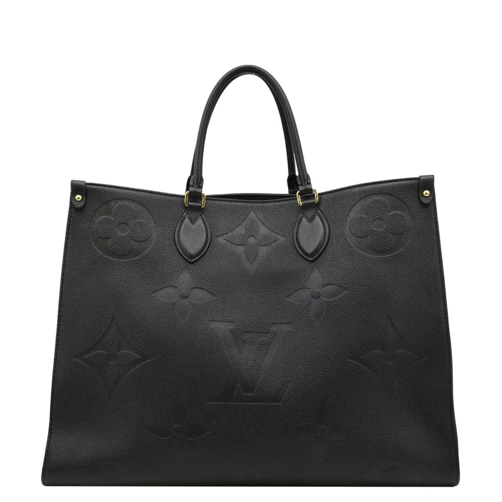 LOUIS VUITTON Onthego GM Monogram Empreinte Leather Tote Shoulder Bag Black