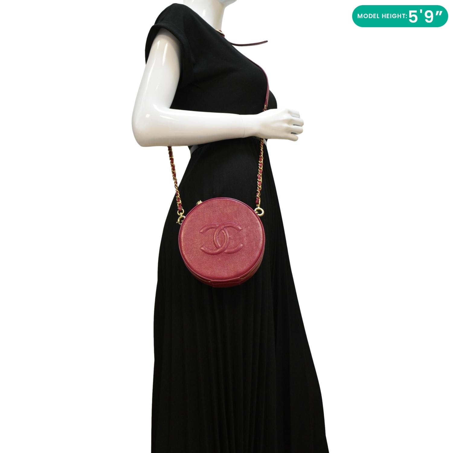 Chanel Round As Earth Leather Crossbody Bag Fuchsia