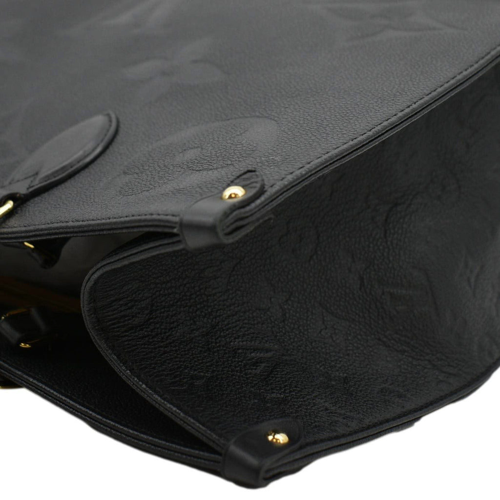 LOUIS VUITTON Onthego GM Monogram Empreinte Leather Tote Shoulder Bag Black