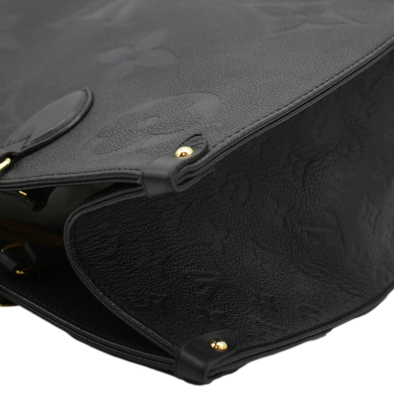 LOUIS VUITTON Onthego GM Monogram Empreinte Leather Tote Shoulder Bag Black