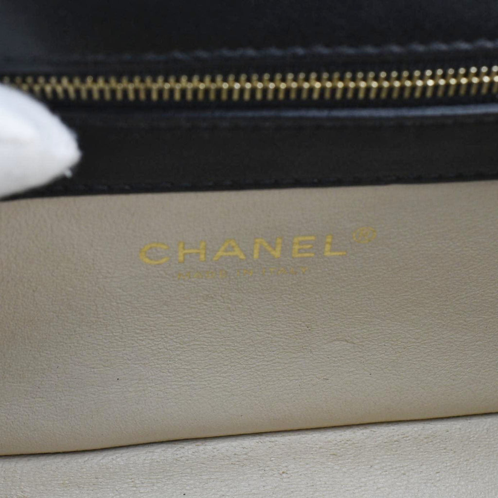 Chanel Coco Luxe Stitched Leather Chain Crossbody Bag Black