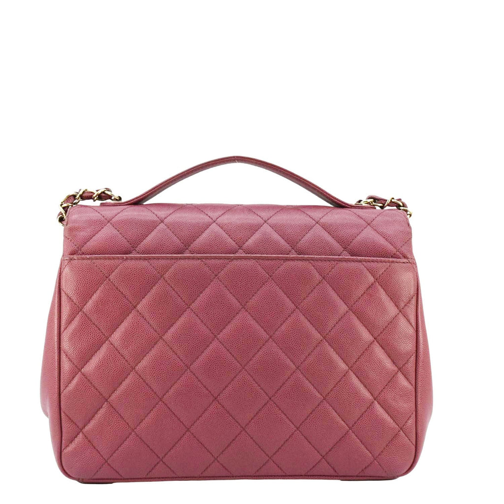 Chanel Business Affinity Medium Flap Quilted Caviar Shoulder Bag Pink