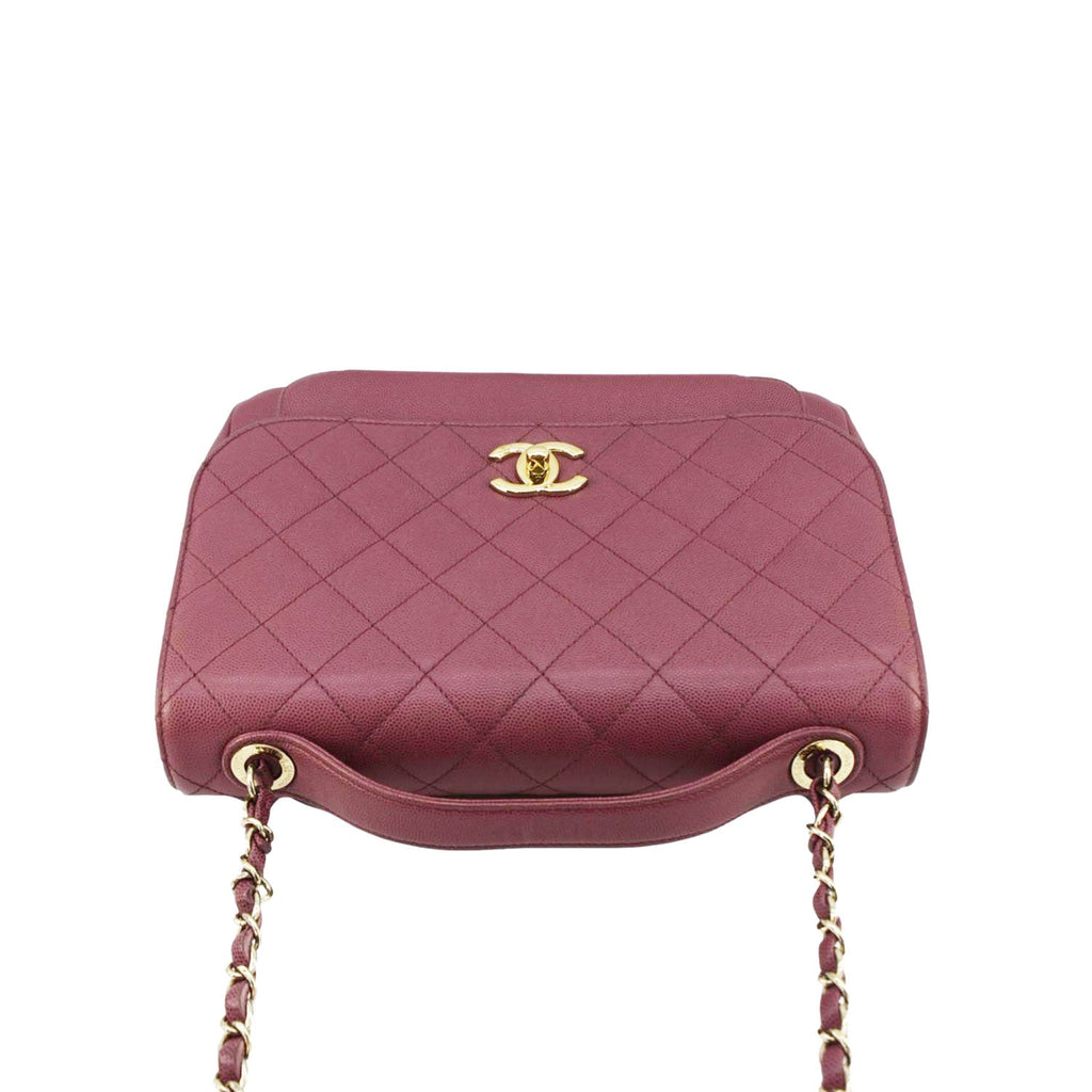Chanel Business Affinity Medium Flap Quilted Caviar Shoulder Bag Pink