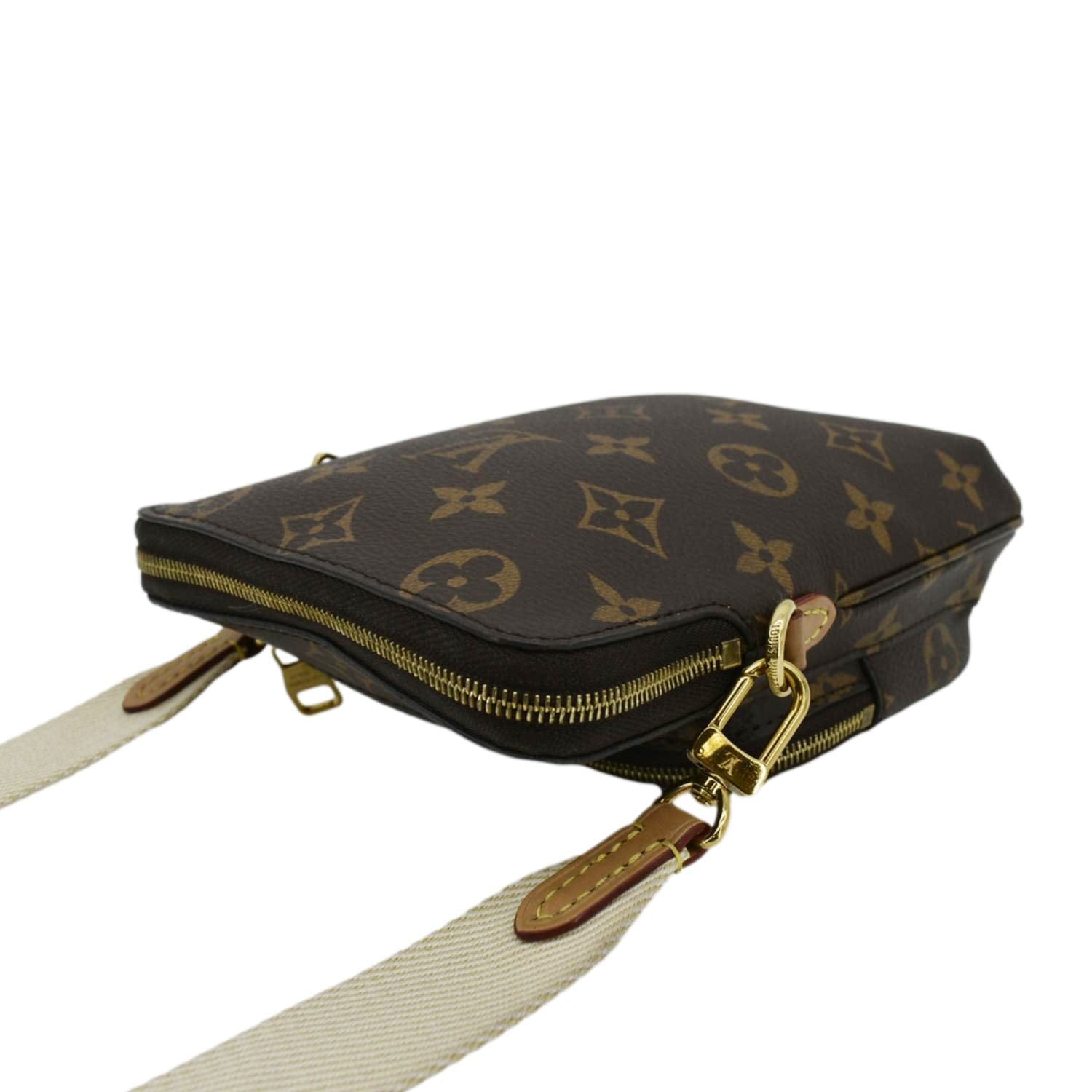 LOUIS VUITTON Utility Phone Sleeve Monogram Canvas Crossbody Bag Brown