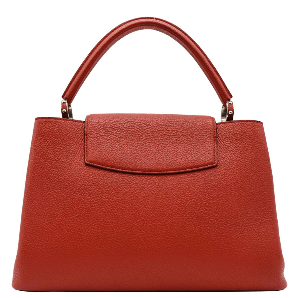 LOUIS VUITTON Capucines MM Taurillon Leather Satchel Bag Orange