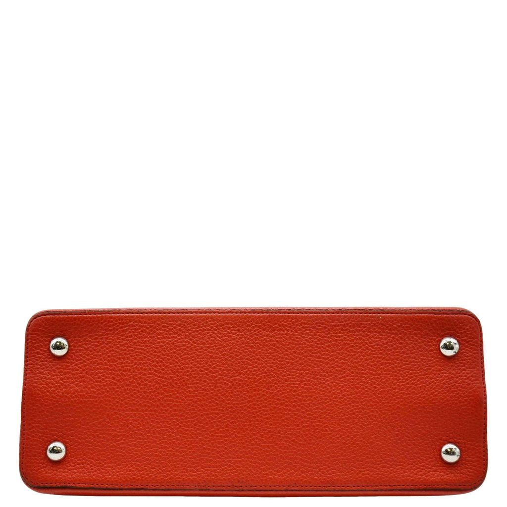 LOUIS VUITTON Capucines MM Taurillon Leather Satchel Bag Orange