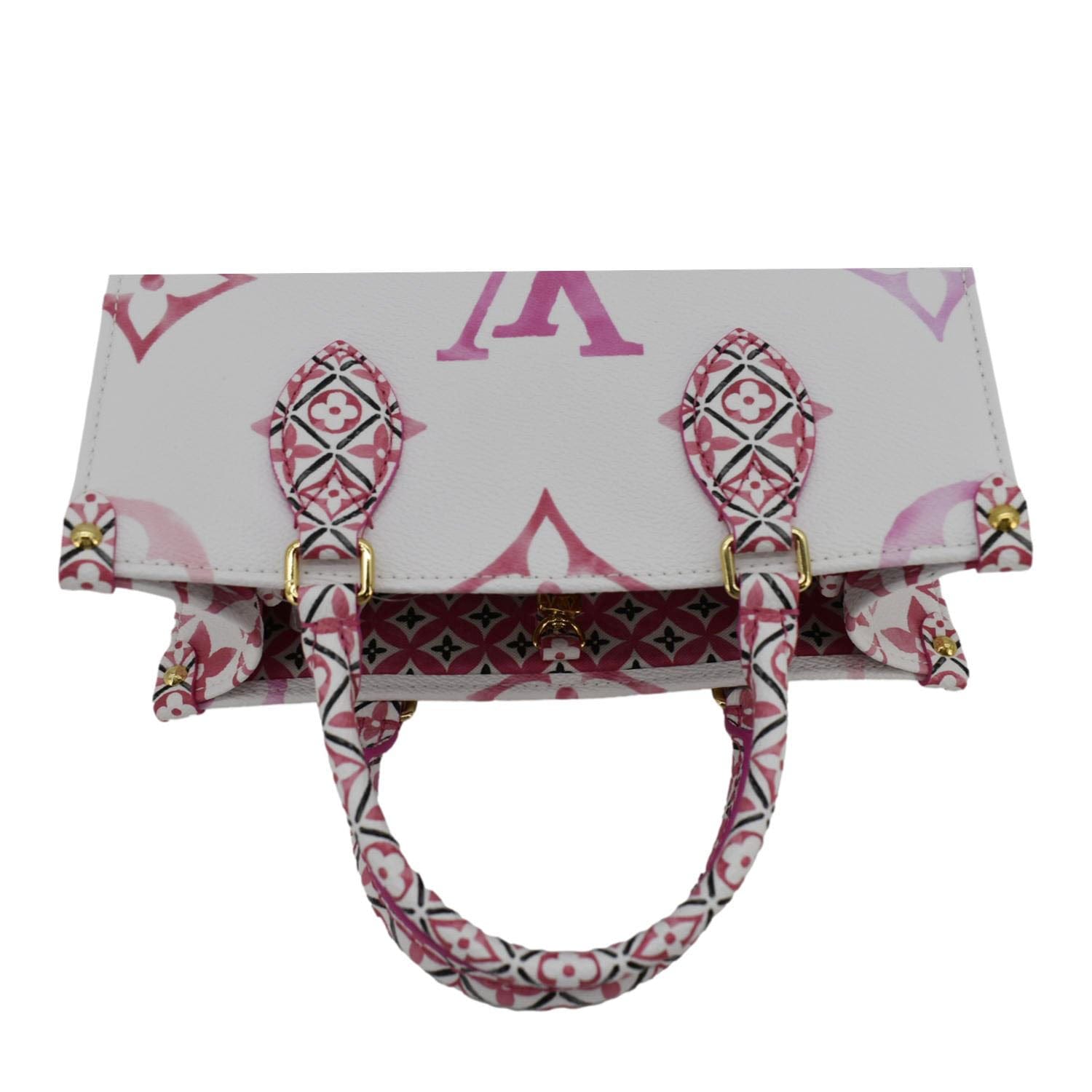 LOUIS VUITTON Onthego PM By The Pool Giant Monogram Canvas Tote Bag Pink
