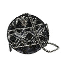 Chanel Round Tweed Clutch Crossbody Bag Black