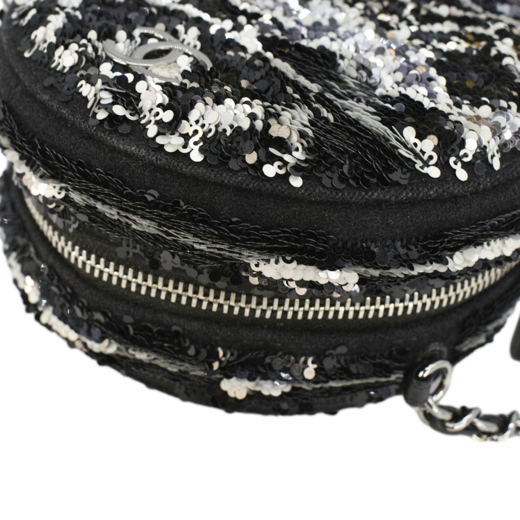 Chanel Round Tweed Clutch Crossbody Bag Black