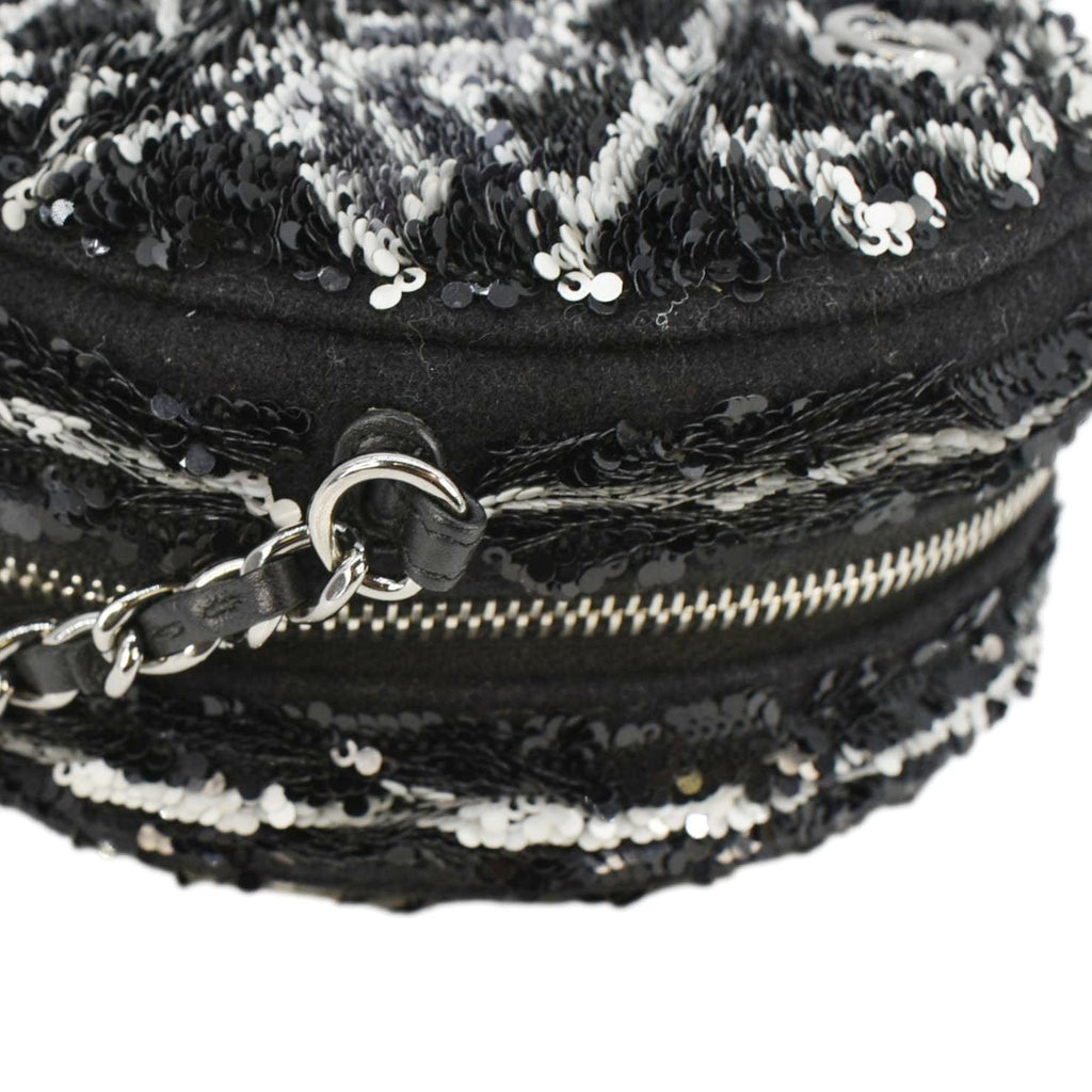 Chanel Round Tweed Clutch Crossbody Bag Black