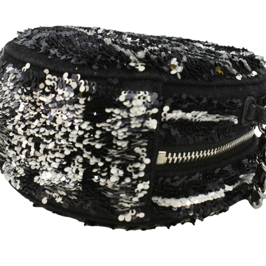 Chanel Round Tweed Clutch Crossbody Bag Black