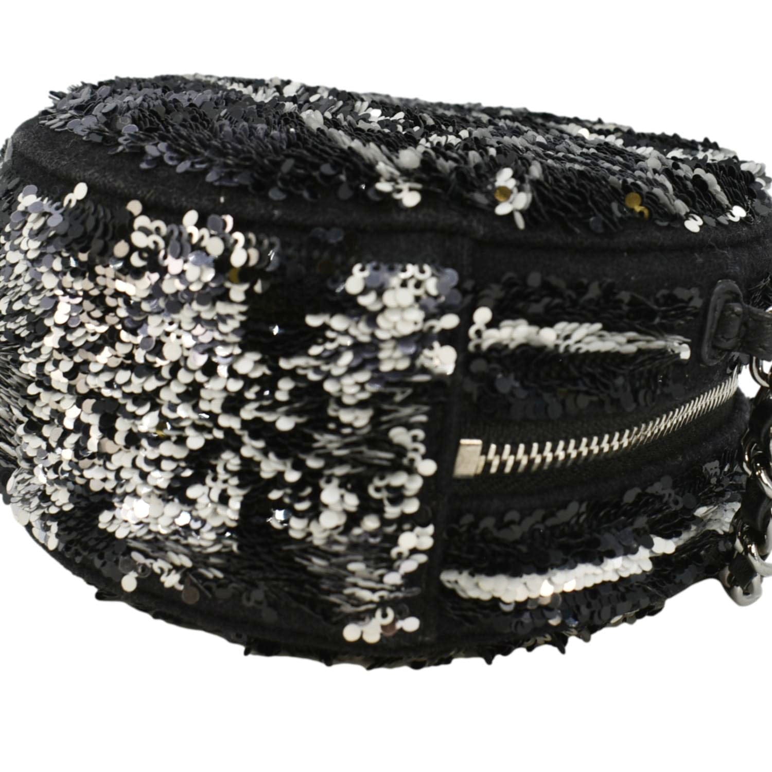 Chanel Round Tweed Clutch Crossbody Bag Black