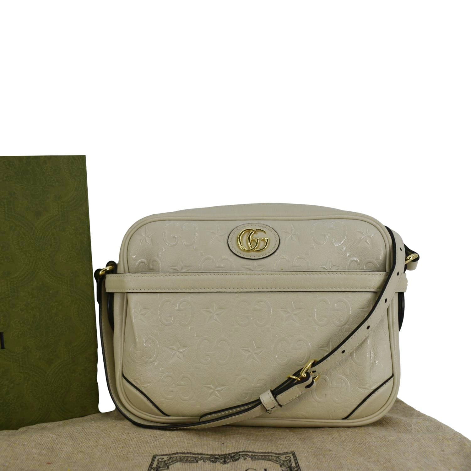 GUCCI Gucci Star Leather Crossbody Bag Off White 675776