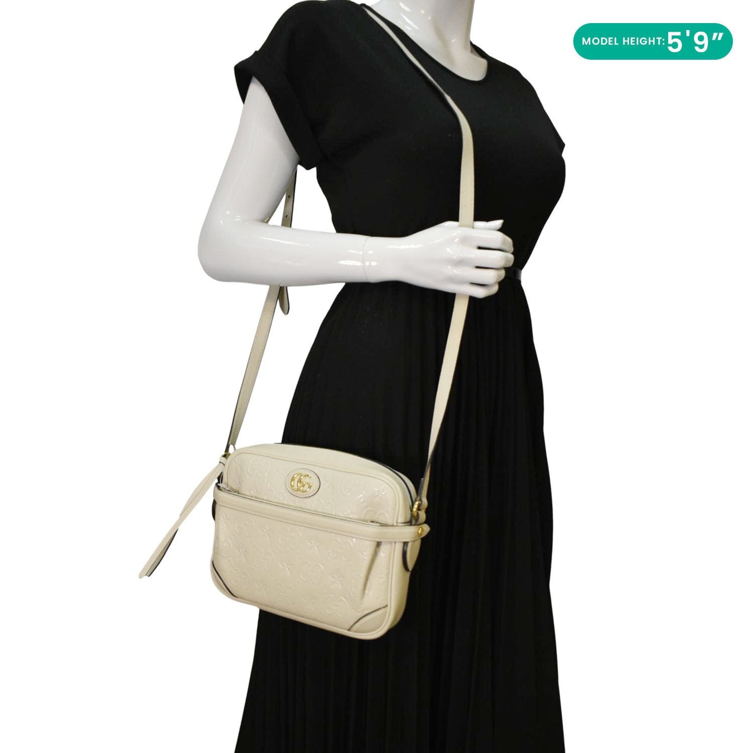 GUCCI Gucci Star Leather Crossbody Bag Off White 675776
