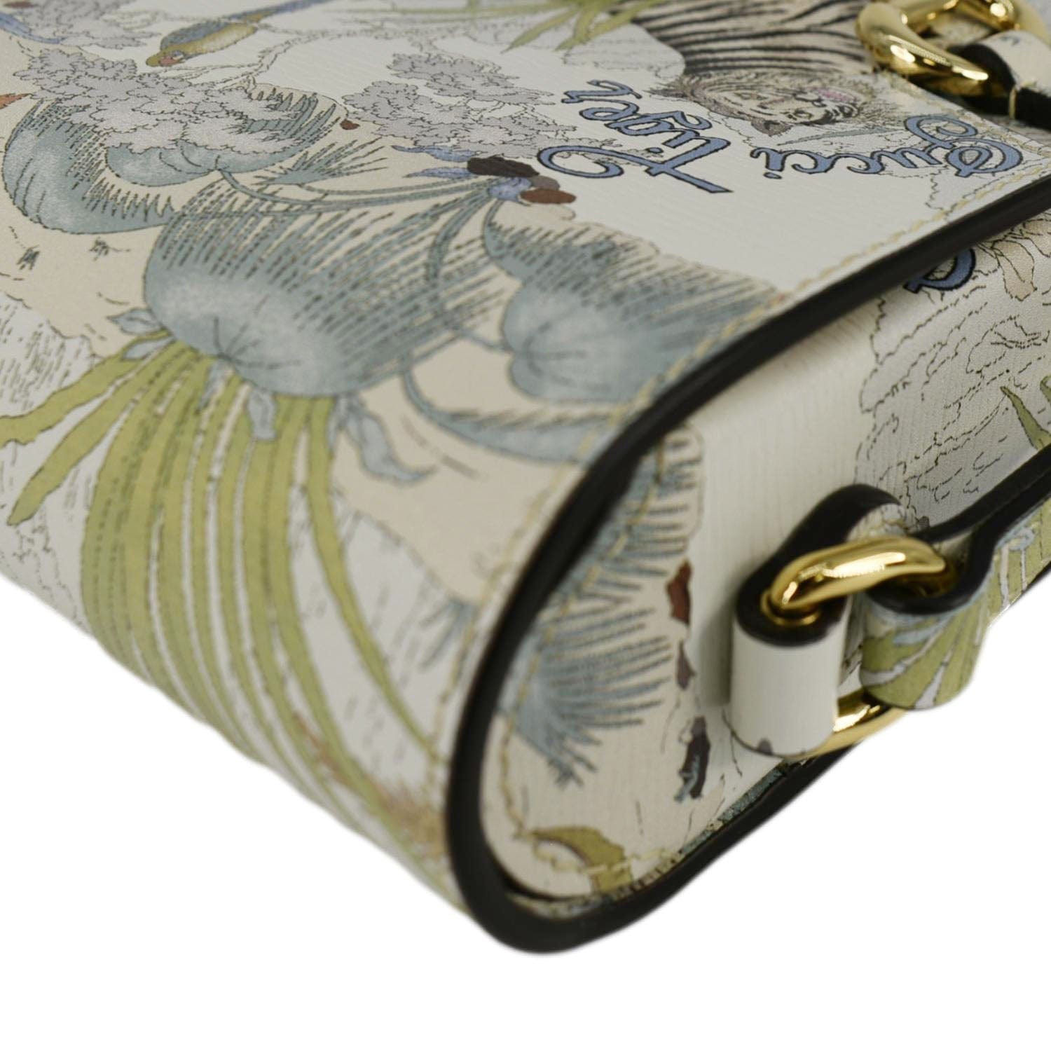GUCCI Horsebit 1955 Mini Tiger & Flower Leather Shoulder Bag Multicolor 625615