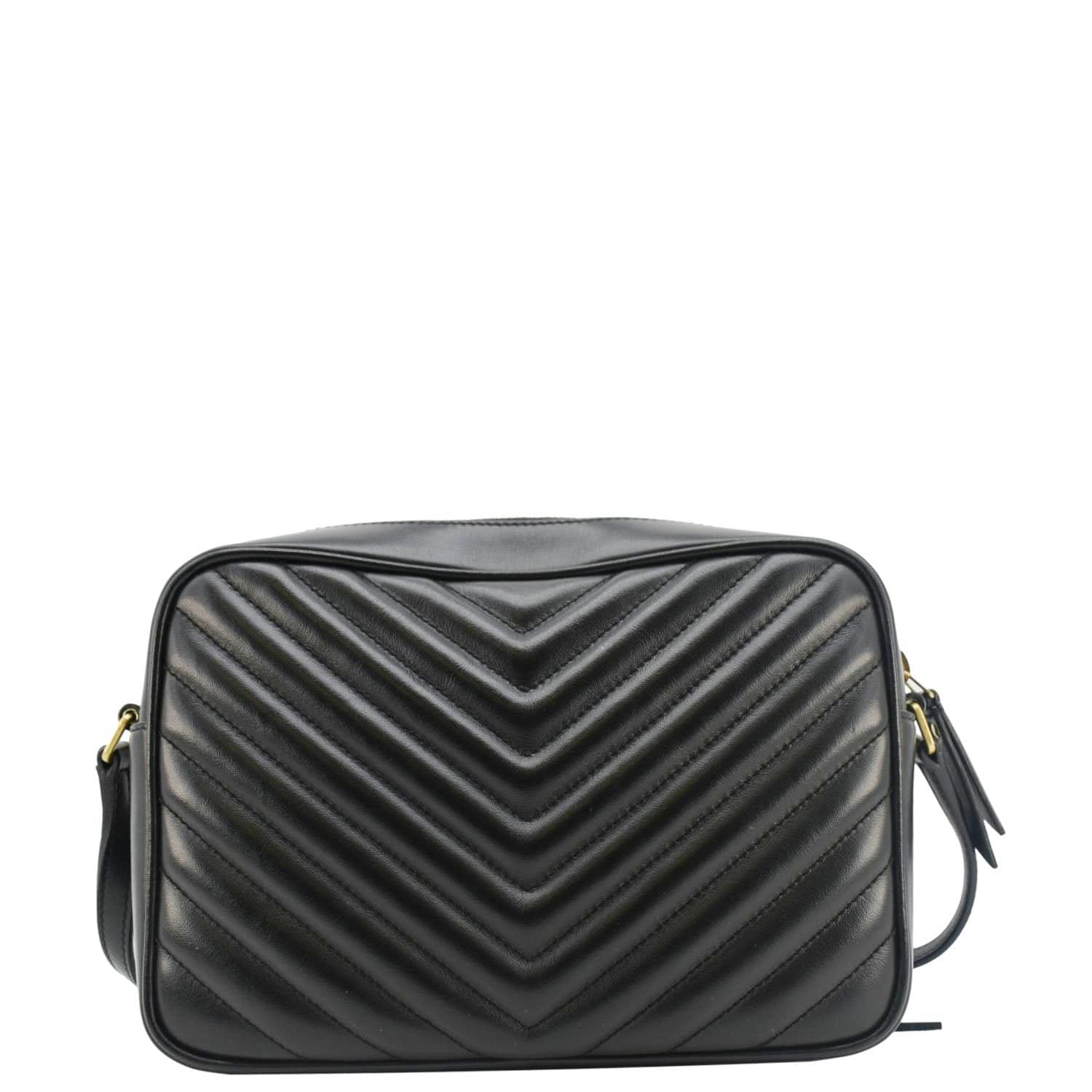 YVES SAINT LAURENT Lou Medium Quilted Leather Camera Crossbody Bag Black