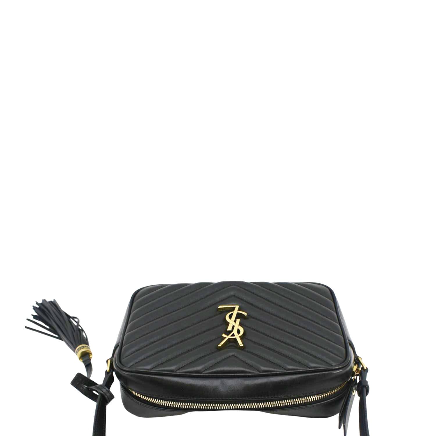 YVES SAINT LAURENT Lou Medium Quilted Leather Camera Crossbody Bag Black