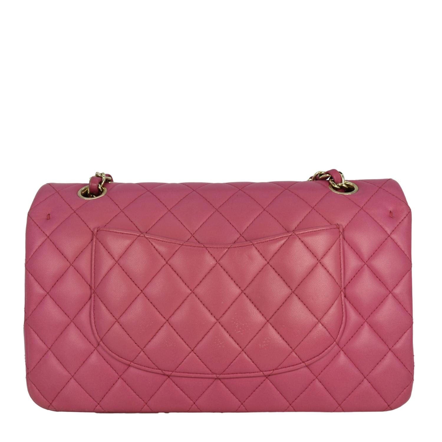 Chanel Classic Double Flap Medium Quilted Leather Shoulder Bag Pink