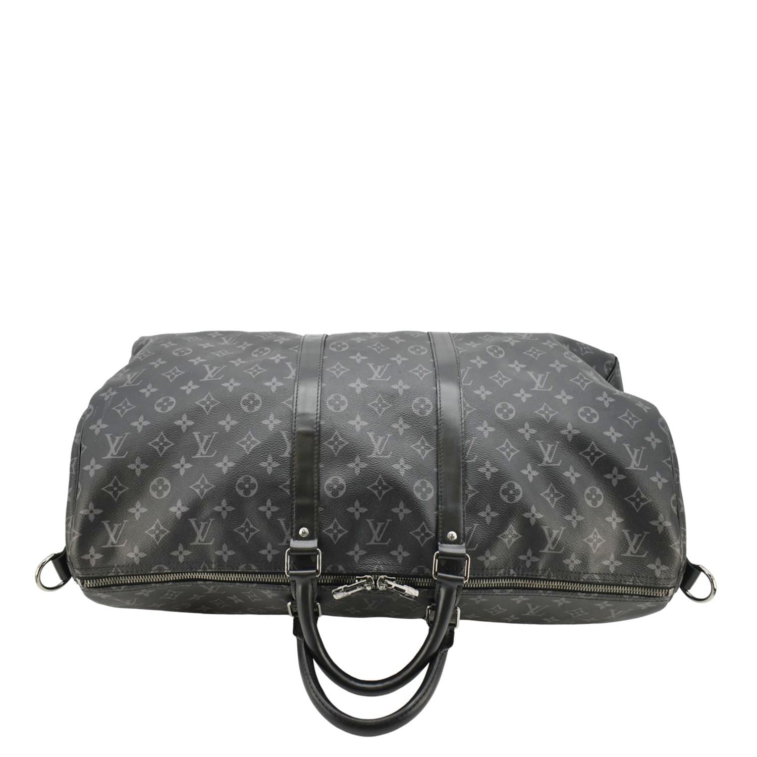 LOUIS VUITTON Keepall 55 Bandouliere Monogram Eclipse Travel Bag Black