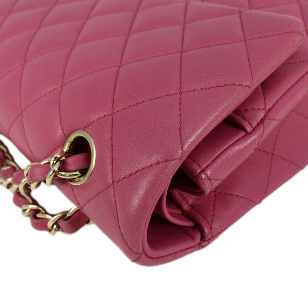 Chanel Classic Double Flap Medium Quilted Leather Shoulder Bag Pink