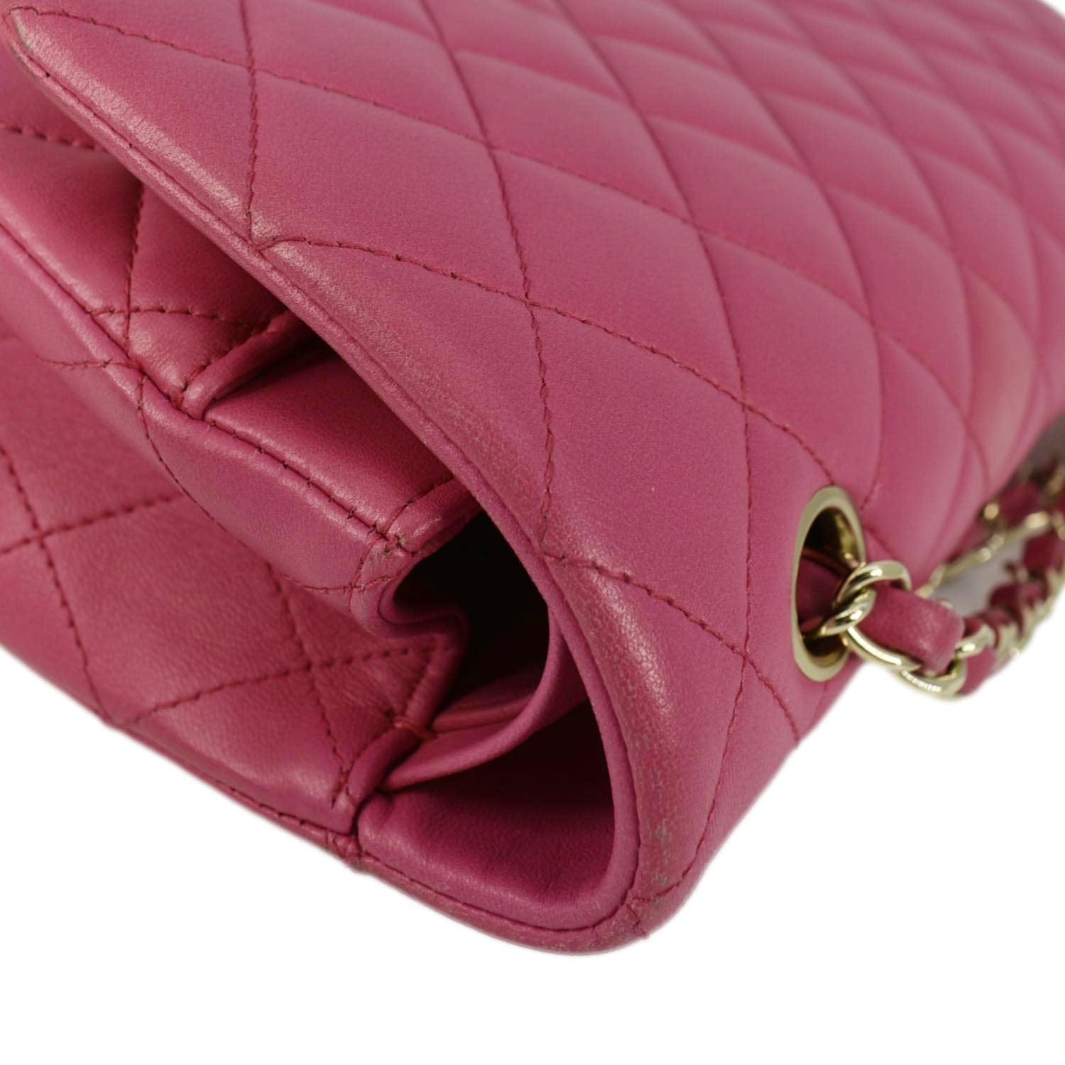 Chanel Classic Double Flap Medium Quilted Leather Shoulder Bag Pink