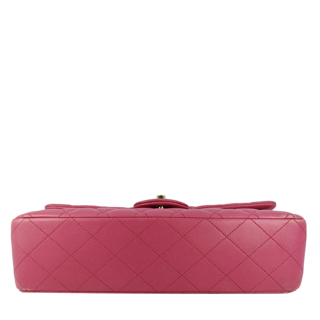 Chanel Classic Double Flap Medium Quilted Leather Shoulder Bag Pink