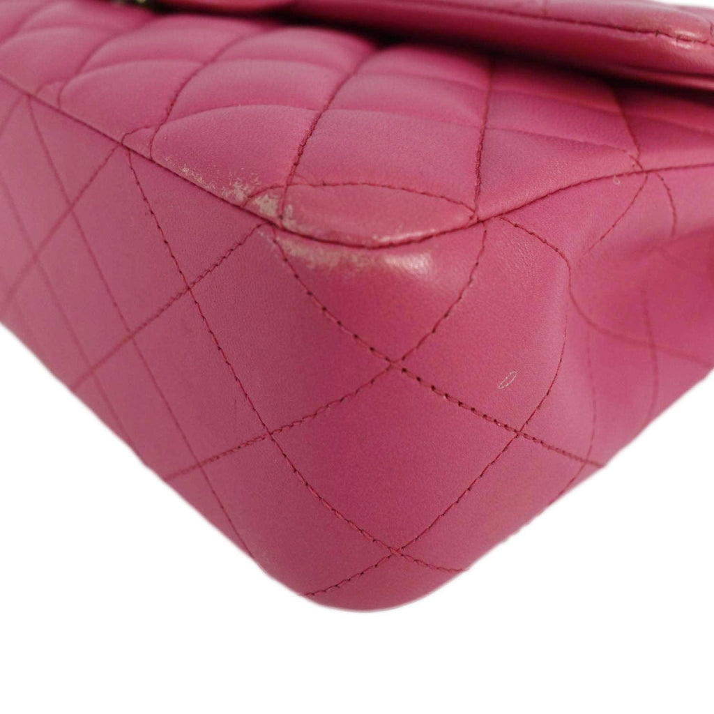 Chanel Classic Double Flap Medium Quilted Leather Shoulder Bag Pink