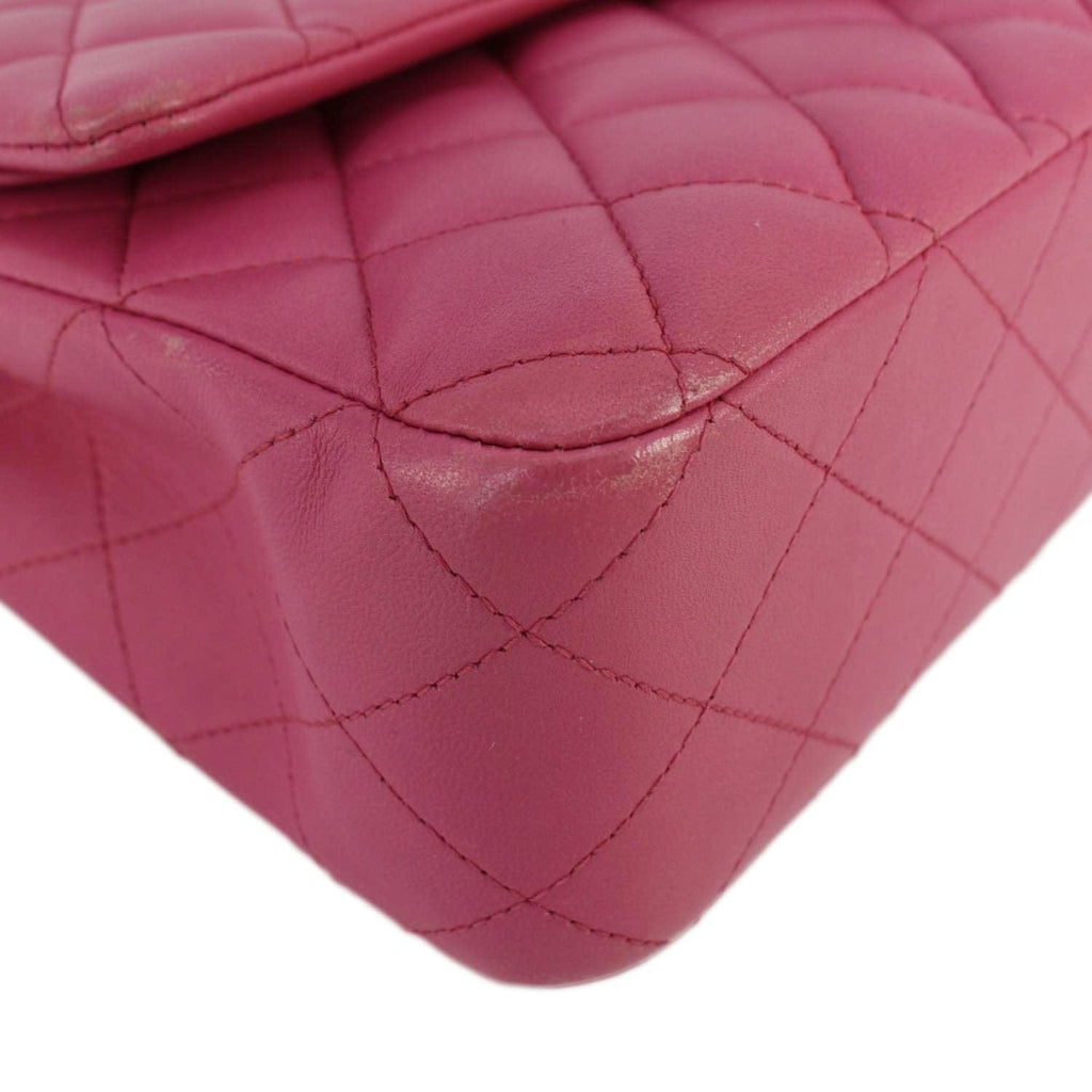 Chanel Classic Double Flap Medium Quilted Leather Shoulder Bag Pink