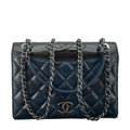 Chanel Ballerine Flap Medium Quilted Leather Crossbody Bag Navy Blue
