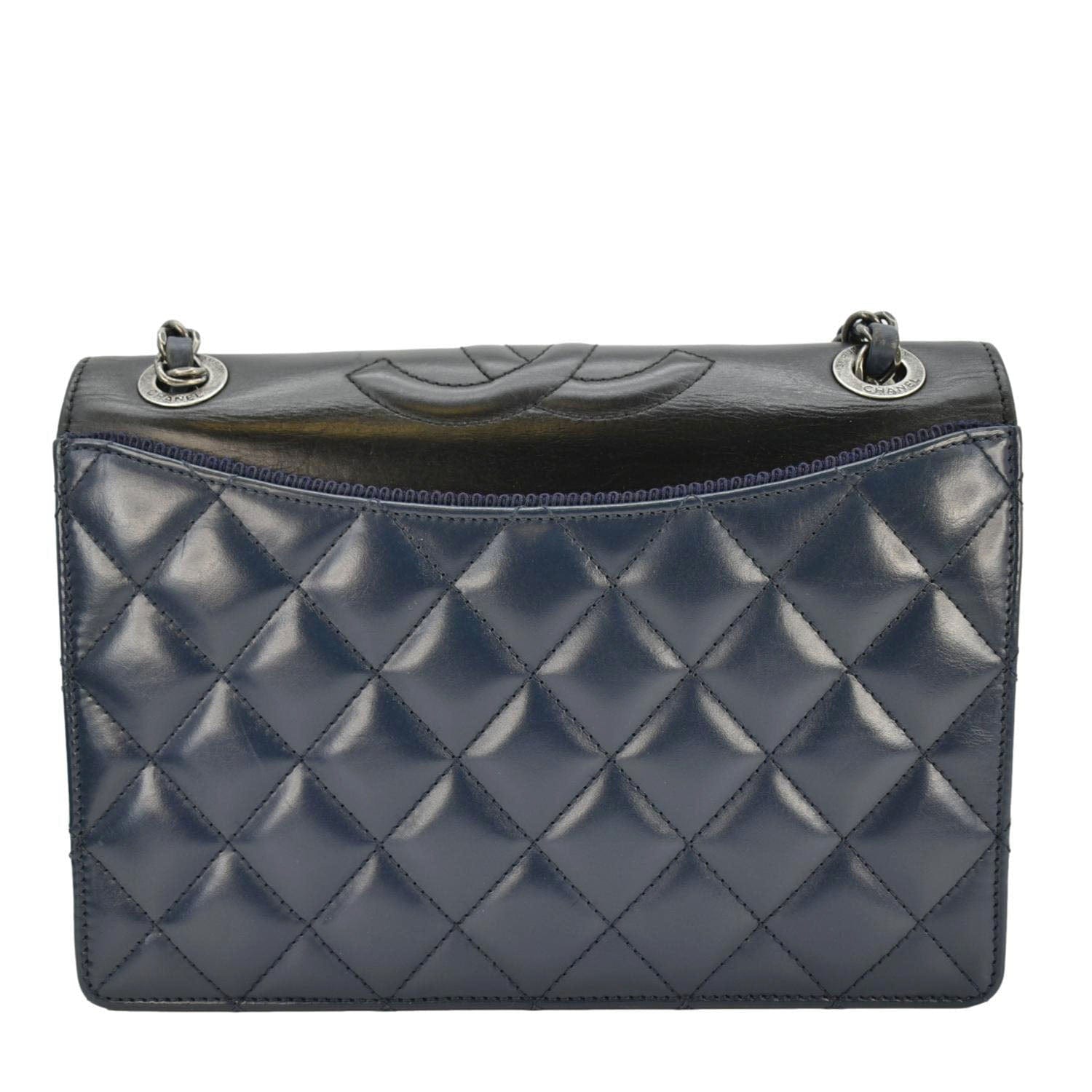 Chanel Ballerine Flap Medium Quilted Leather Crossbody Bag Navy Blue