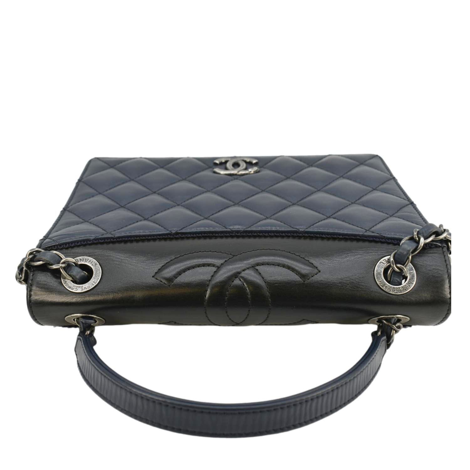 Chanel Ballerine Flap Medium Quilted Leather Crossbody Bag Navy Blue