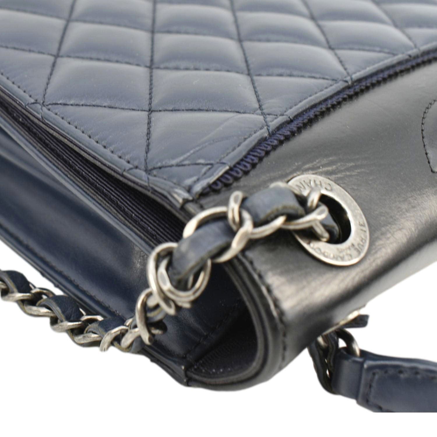 Chanel Ballerine Flap Medium Quilted Leather Crossbody Bag Navy Blue