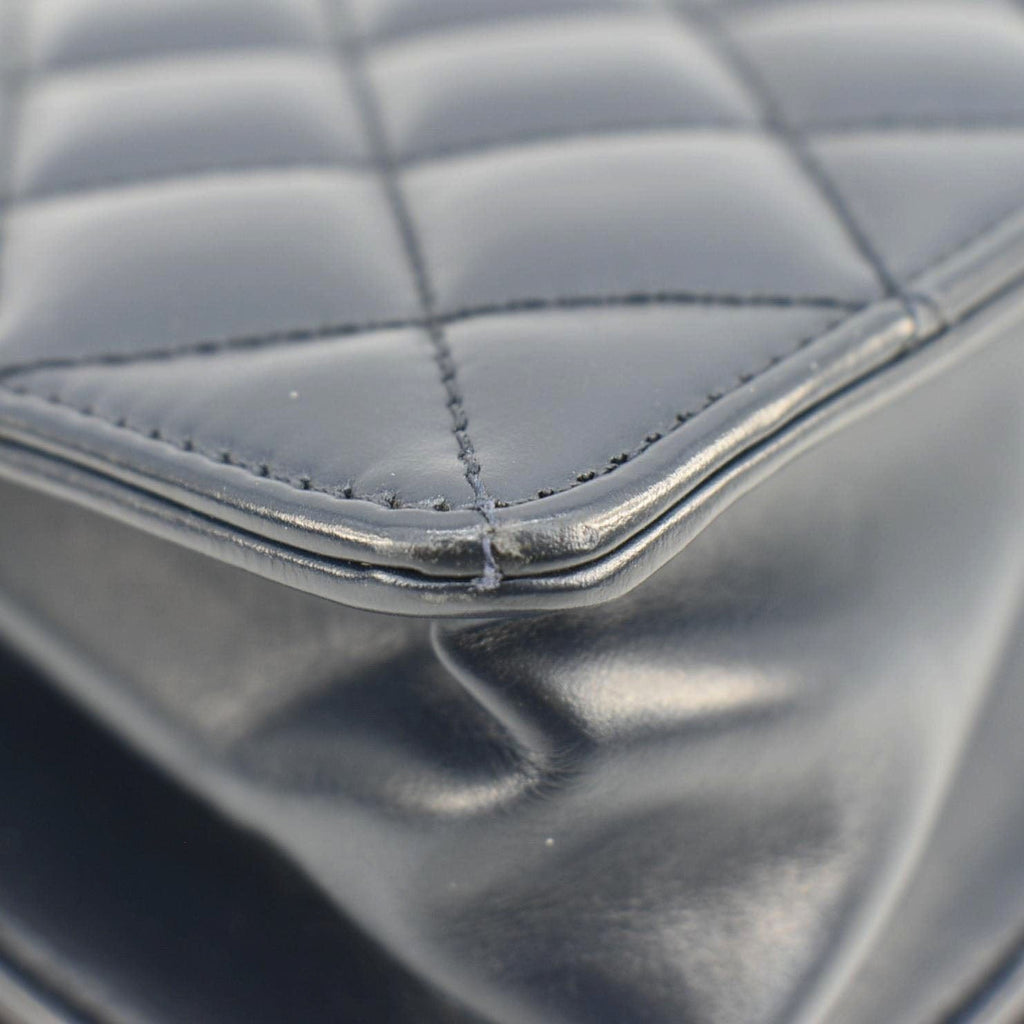 Chanel Ballerine Flap Medium Quilted Leather Crossbody Bag Navy Blue