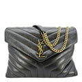 YVES SAINT LAURENT Loulou Medium Quilted Leather Crossbody Bag Black