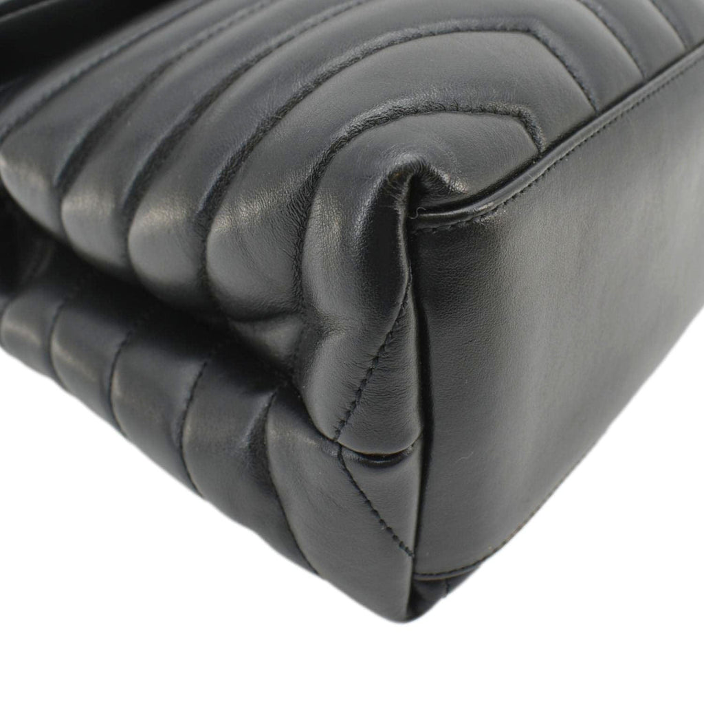 YVES SAINT LAURENT Loulou Medium Quilted Leather Crossbody Bag Black