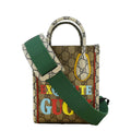 GUCCI Exquisite Mini Gucci Supreme Canvas Vertical Tote Shoulder Bag Beige