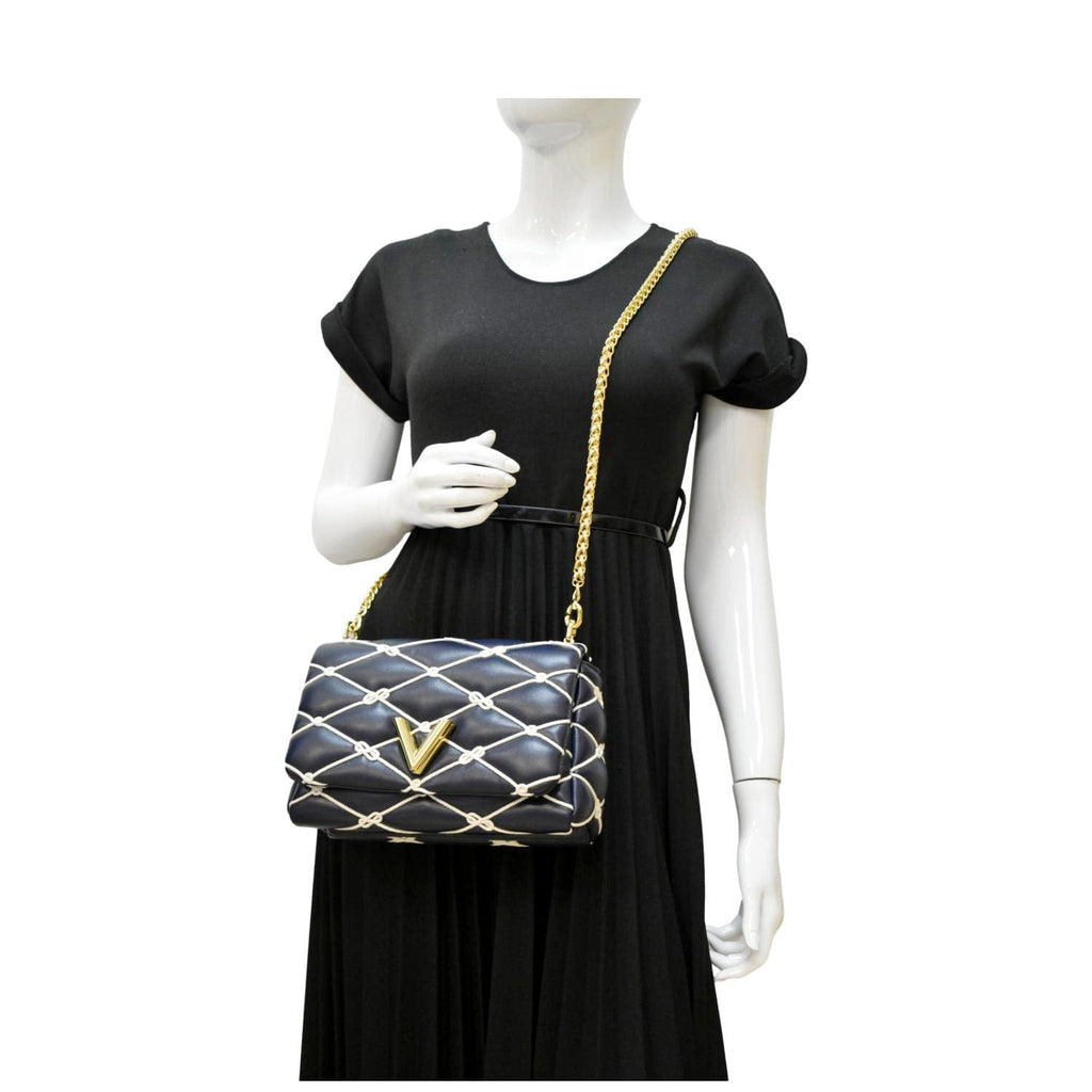LOUIS VUITTON GO-14 MM Malletage Leather Shoulder Bag Navy Blue