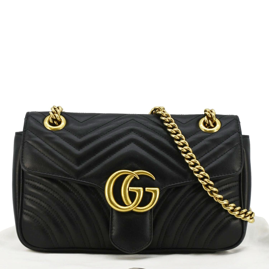 GUCCI Gucci Marmont Small Matelasse Leather Crossbody Bag Black 443497