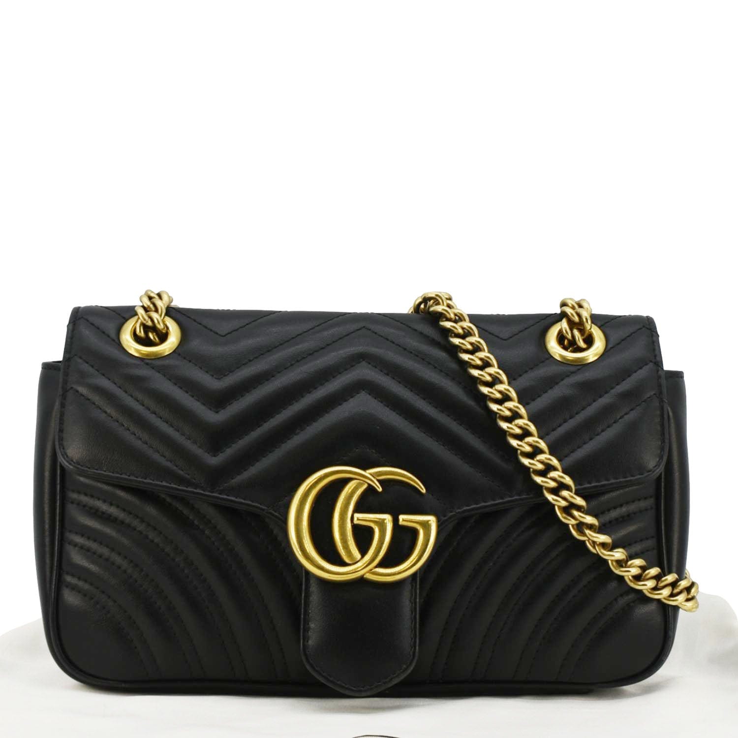 GUCCI Gucci Marmont Small Matelasse Leather Crossbody Bag Black 443497