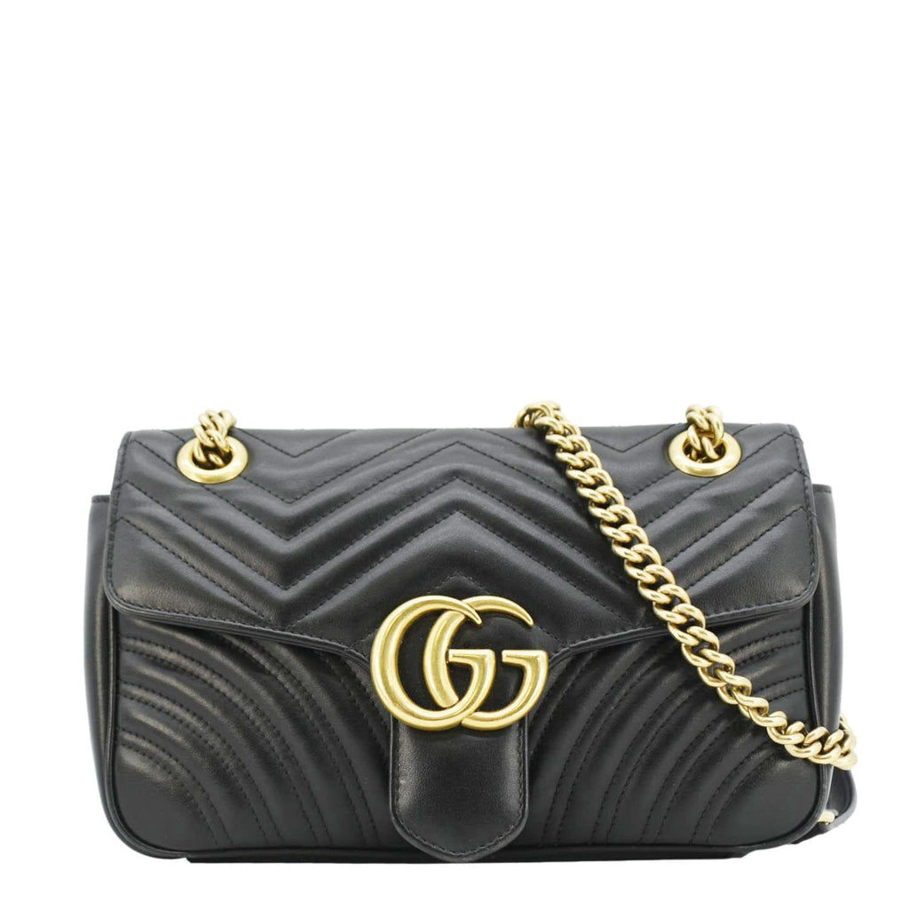 GUCCI Gucci Marmont Small Matelasse Leather Crossbody Bag Black 443497