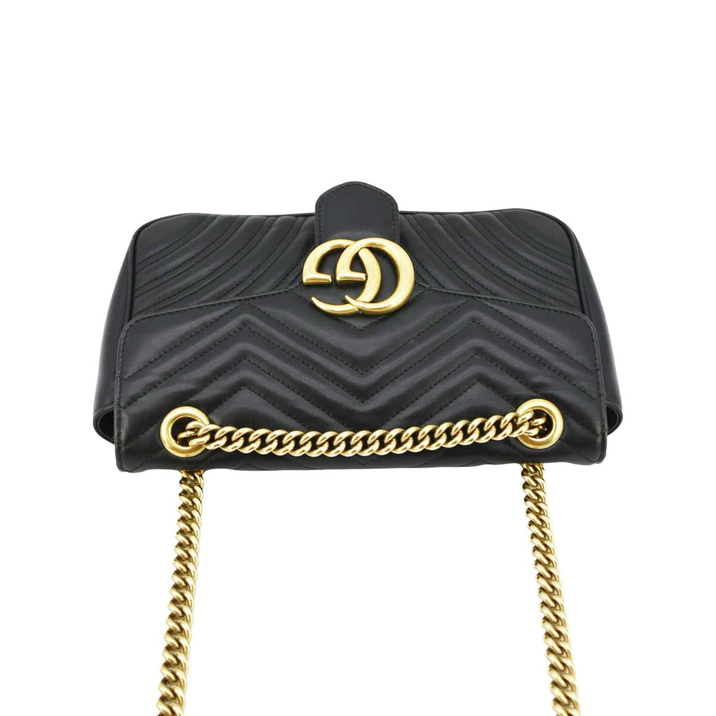 GUCCI Gucci Marmont Small Matelasse Leather Crossbody Bag Black 443497