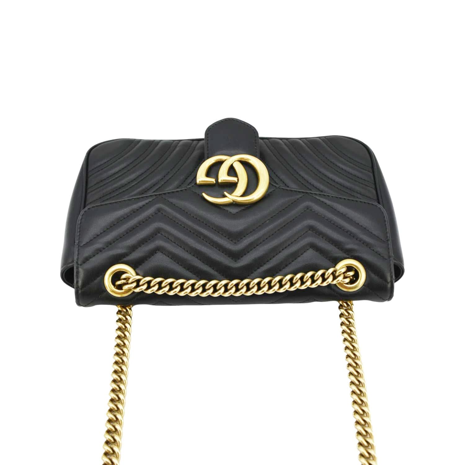 GUCCI Gucci Marmont Small Matelasse Leather Crossbody Bag Black 443497