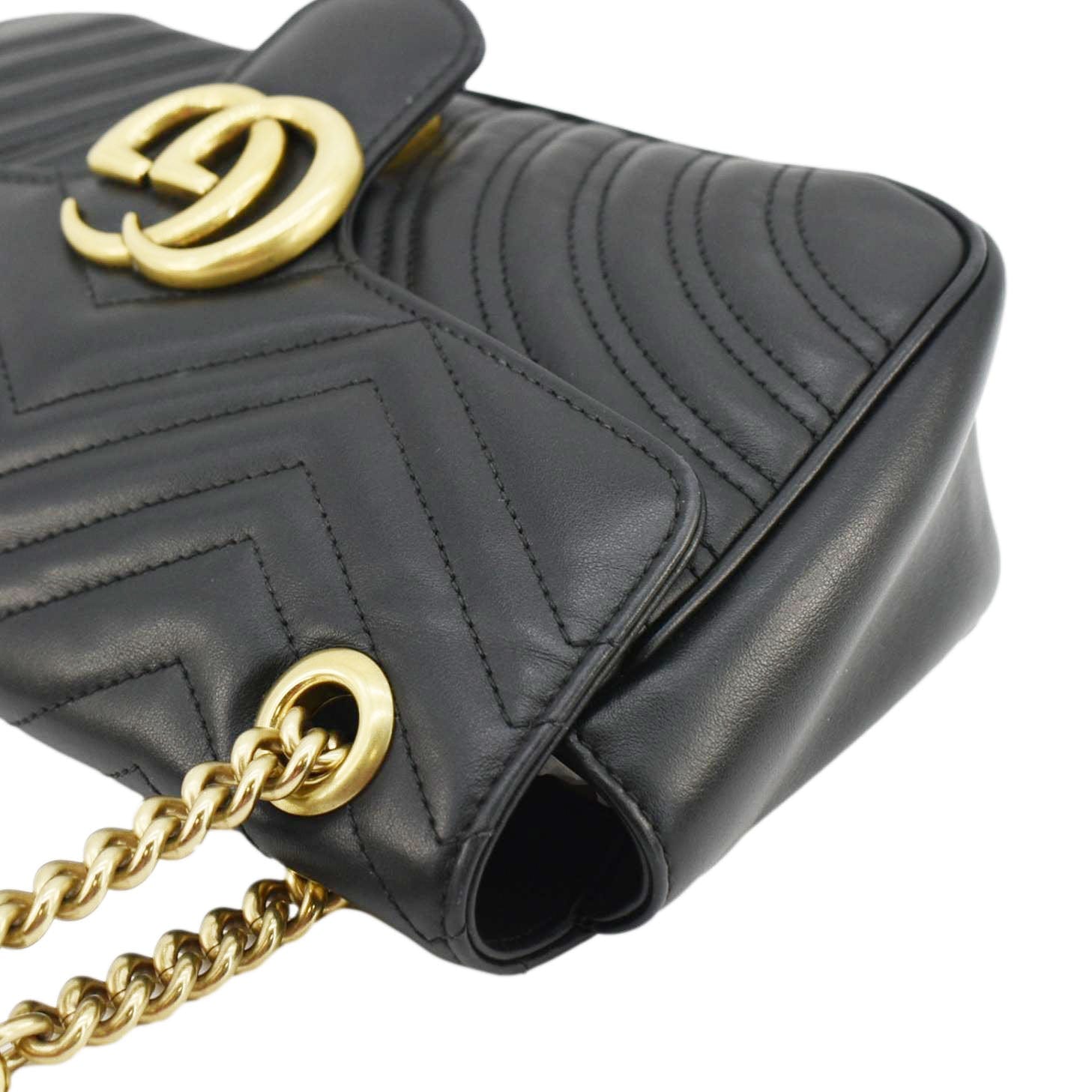 GUCCI Gucci Marmont Small Matelasse Leather Crossbody Bag Black 443497