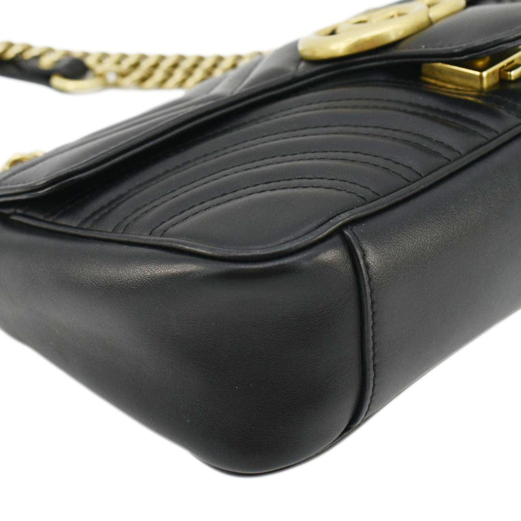 GUCCI Gucci Marmont Small Matelasse Leather Crossbody Bag Black 443497