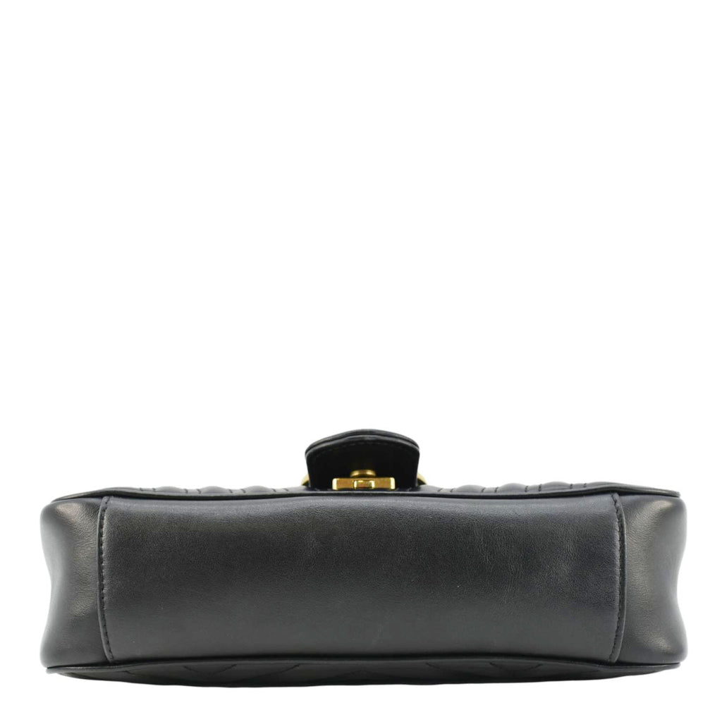 GUCCI Gucci Marmont Small Matelasse Leather Crossbody Bag Black 443497